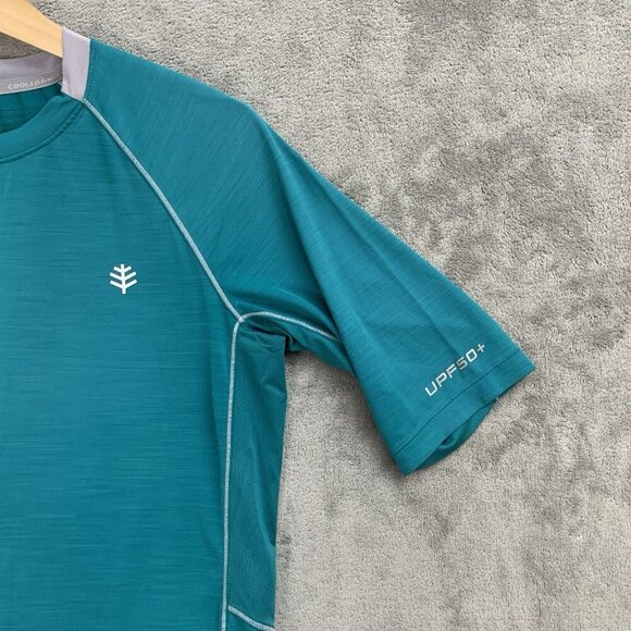 Coolibar Shirt Men's Small Teal Agility Short Sleeve Performance Tee UPF 50+ - Picture 4 of 9